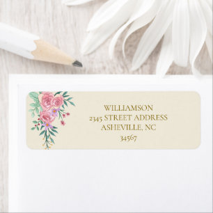 Elegant Boho Blush Pink Watercolor Floral Wedding Return Address Label
