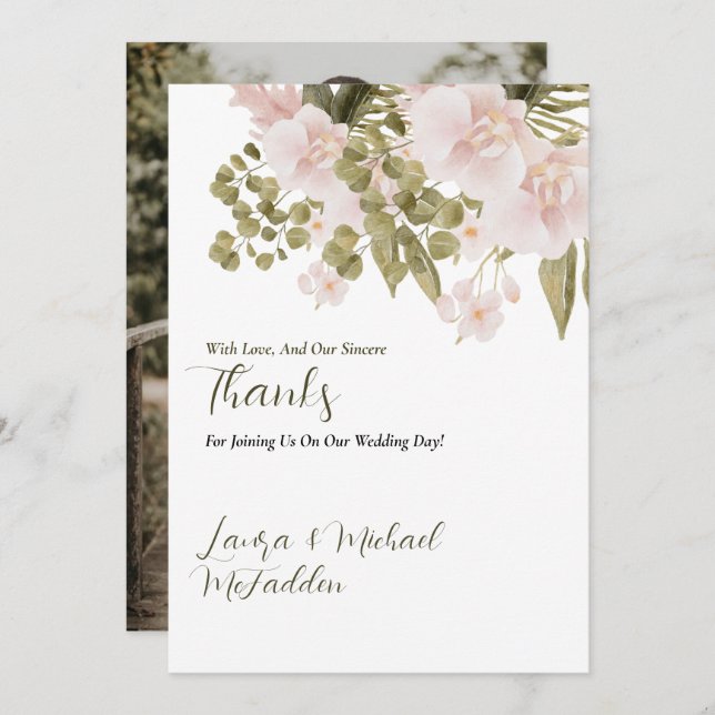 Elegant BOHO Blush Pink Wedding  Thank You Card (Front/Back)