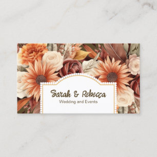 Elegant Boho Bohemian Gold Champagne Brown Floral Business Card