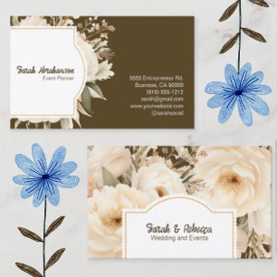 Elegant Boho Bohemian Gold Champagne Brown Floral Business Card