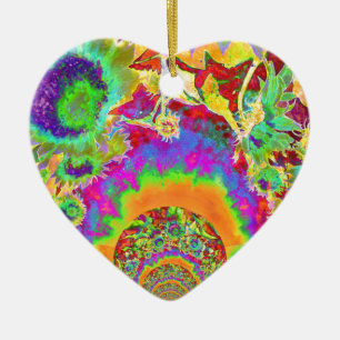 Elegant boho bohemian retro sunflowers  ceramic ornament