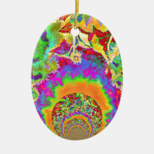 Elegant boho bohemian retro sunflowers ceramic ornament