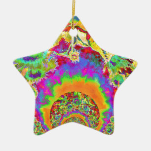 Elegant boho bohemian retro sunflowers  ceramic ornament