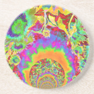 Elegant boho bohemian retro sunflowers coaster