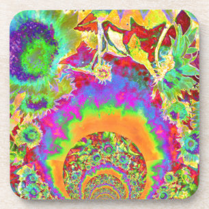 Elegant boho bohemian retro sunflowers coaster