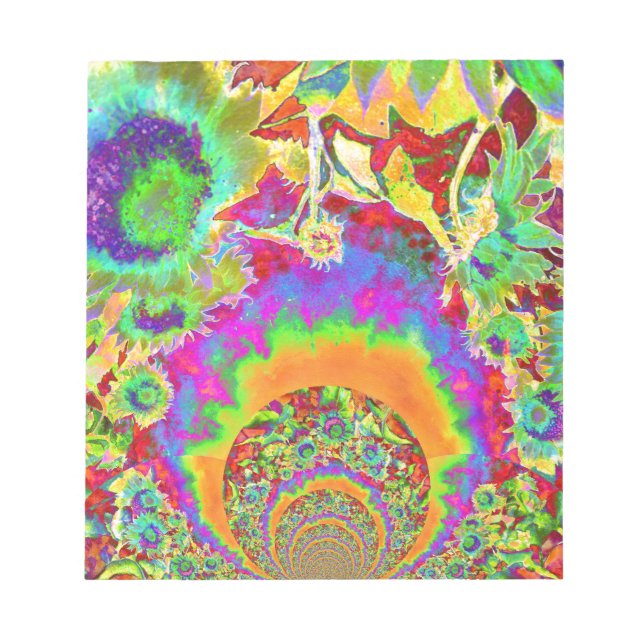 Elegant boho bohemian retro sunflowers  notepad (Front)