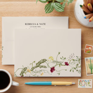Elegant Boho Boho Wildflowers 5x7 Card Envelope