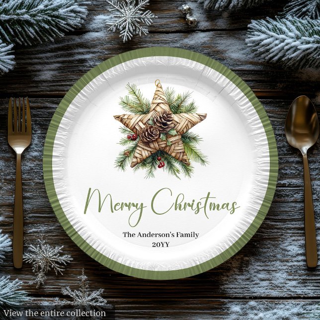 Elegant Boho Botanical Christmas Tree Dinner Plate (Elegant Boho Botanical Christmas Tree Dinner Plates)