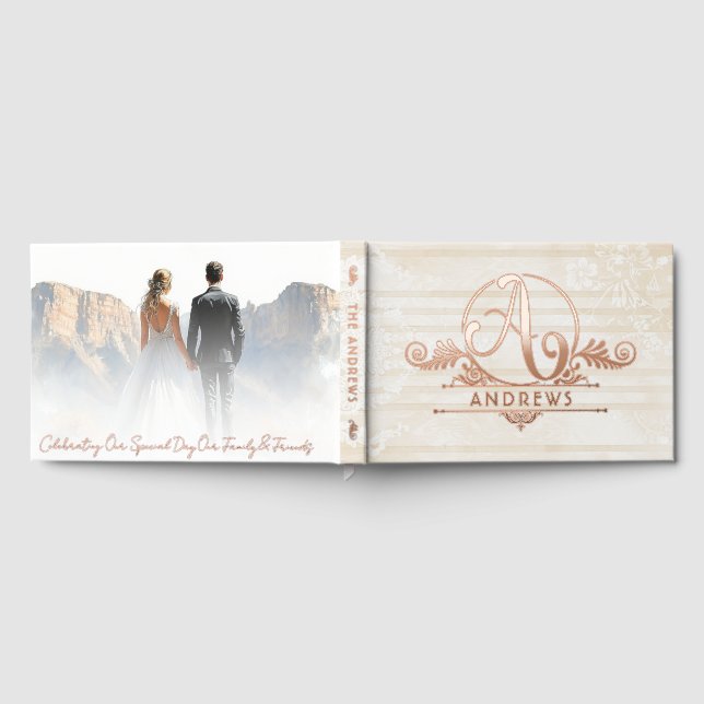 Elegant Boho Botanical Custom Monogram Wedding Guest Book (Full)