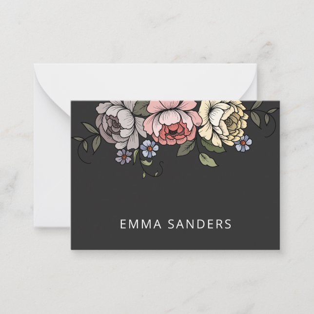 Elegant Boho Botanical Florals Calling Card (Front)