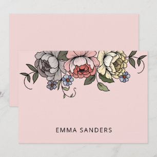 Elegant Boho Botanical Florals Pink Personalised Card