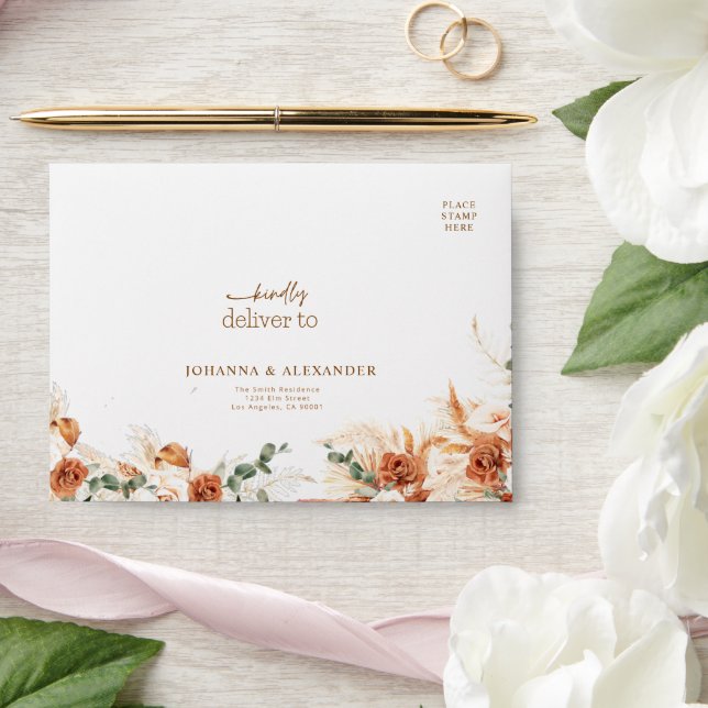 Elegant Boho Botanical Terracotta Wedding  Envelope (Wedding)