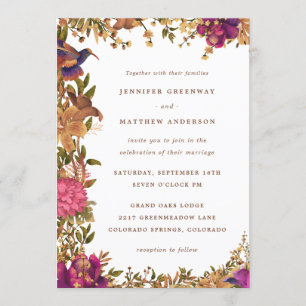 Elegant Boho Botanical Watercolor Floral Wedding Invitation