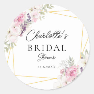 Elegant Boho Bridal Shower Classic Round Sticker
