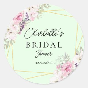 Elegant Boho Bridal Shower   Classic Round Sticker