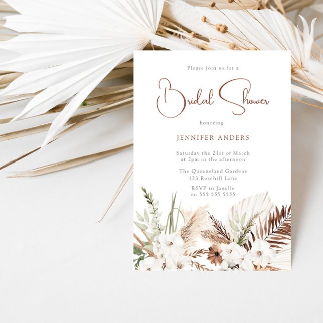 Elegant Boho Bridal Shower Floral  Invitation (Creator Uploaded)