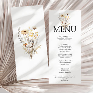 Elegant Boho Bright Floral Garden Dinner Wedding  Menu