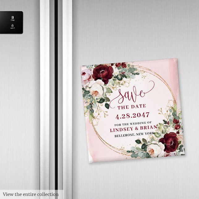 Elegant Boho Burgundy Blush Gold Floral Magnet (Elegant Boho Burgundy Blush Gold Floral Magnet

)