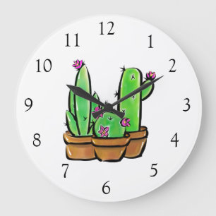Elegant boho Cactus cacti succulents  Large Clock