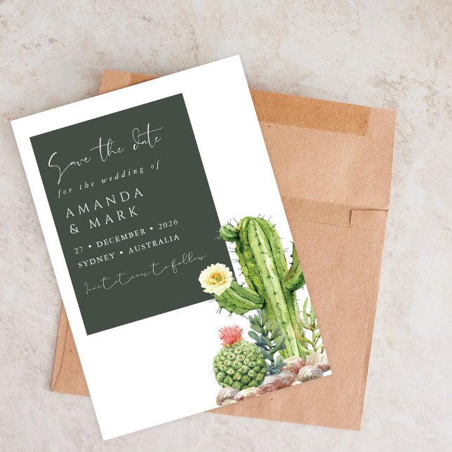 Elegant Boho Cactus Desert Succulent Save the date (Creator Uploaded)