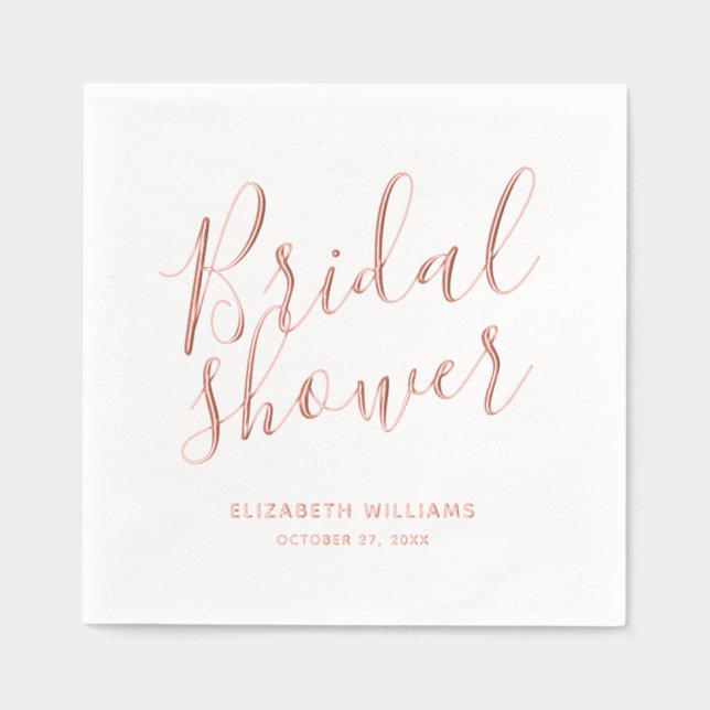Elegant Boho Chic Bridal Shower Party Foil Napkins (Front)