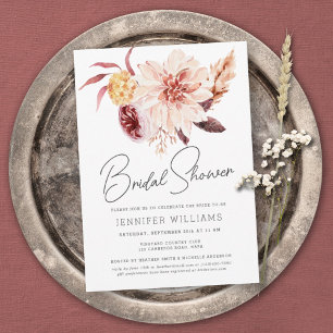 Elegant Boho Chic Floral Bridal Shower Invitation