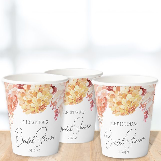 Elegant Boho Chic Floral Bridal Shower Party Paper Cups (Creator Uploaded)