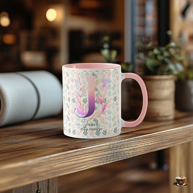 Elegant Boho Chic Floral Monogram Mug - J (Creator Uploaded)