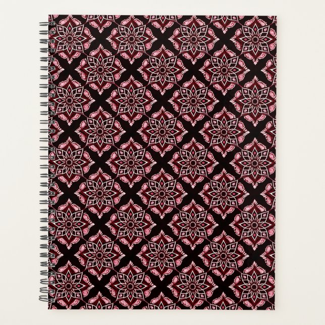 Elegant Boho Chic Geometric Floral Pattern Planner (Front)
