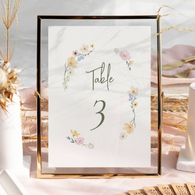 Elegant Boho Chic Pastel Flowes Wedding  Table Number (Creator Uploaded)
