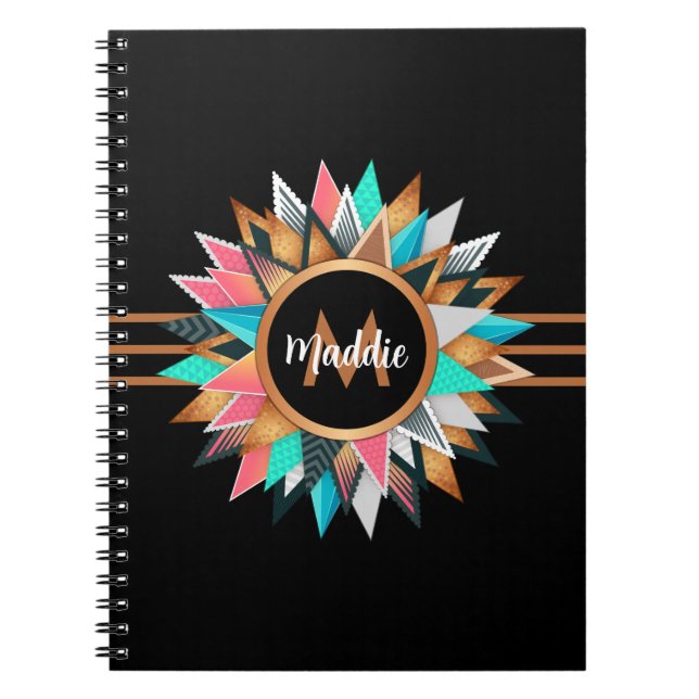 Elegant Boho Chic Personalised Notebook (Front)