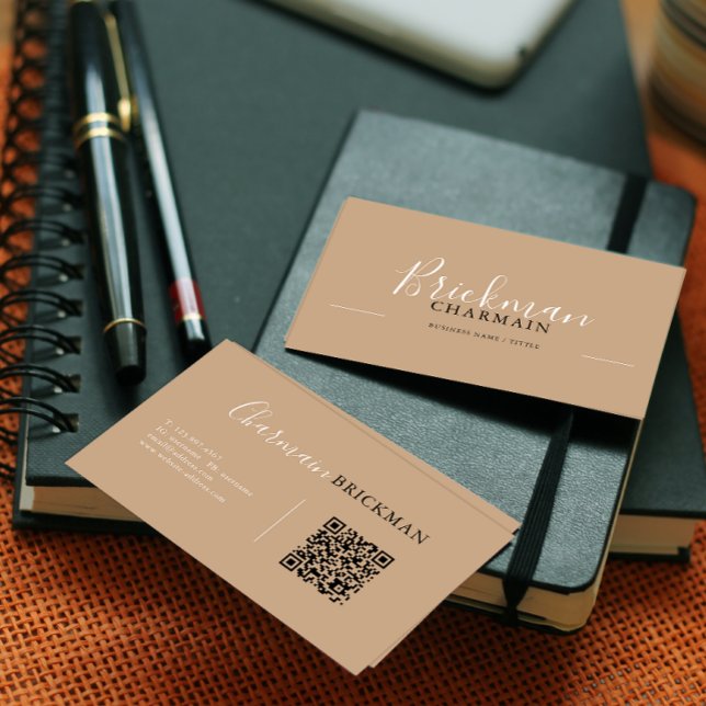 Elegant Boho Chic Script QR code   Business Card (Creator Uploaded)