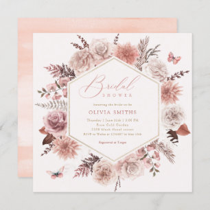 Elegant Boho Chic Watercolor Floral Bridal Shower  Invitation