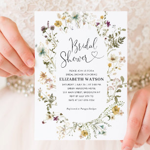 Elegant Boho Chic Wildflower Floral Bridal Shower Invitation