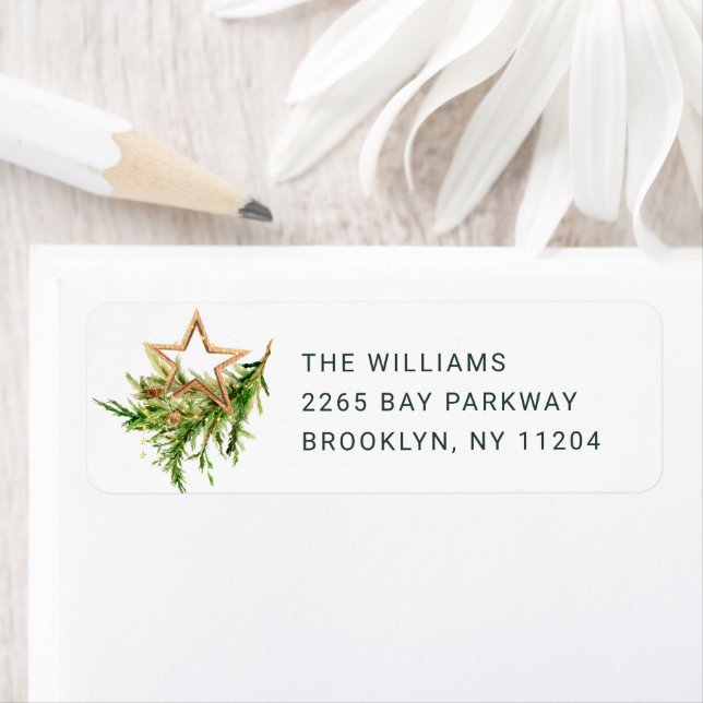 Elegant Boho Christmas Composition Return Address Return Address Label (Insitu)