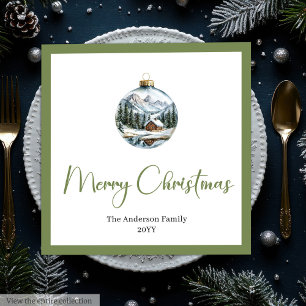 Elegant Boho Christmas Scene Botanical Dinner  Napkin