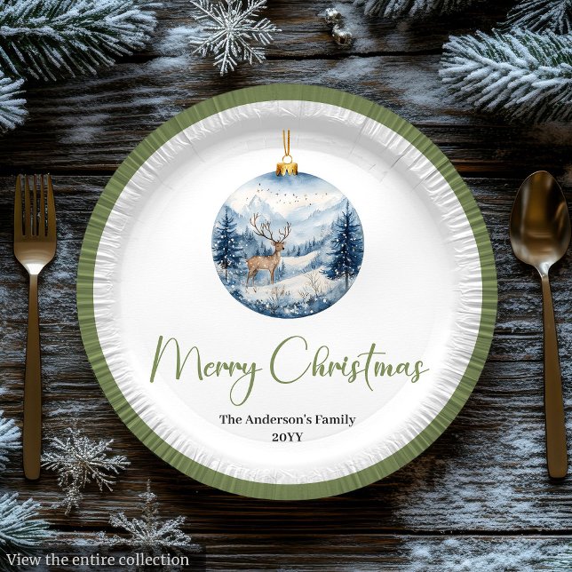 Elegant Boho Christmas Scene in Earthy Colors  Paper Plate (Elegant Boho Christmas Scene in Earthy Colors Plate

)