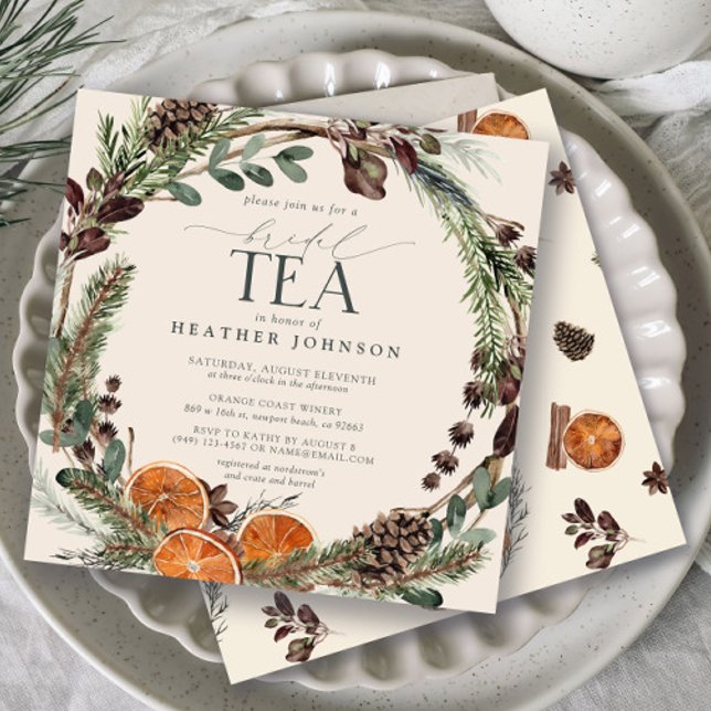 Elegant Boho Citrus Greenery Fall Bridal Tea Invitation (Bridal Tea Invitation!)
