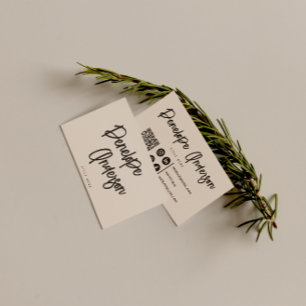 Elegant Boho Cocoa Cream QR Code Modern Unique Business Card