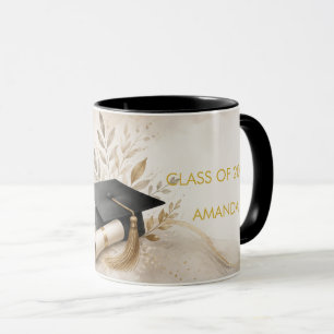 Elegant Boho Cottage Core Graduation Year & Name Mug