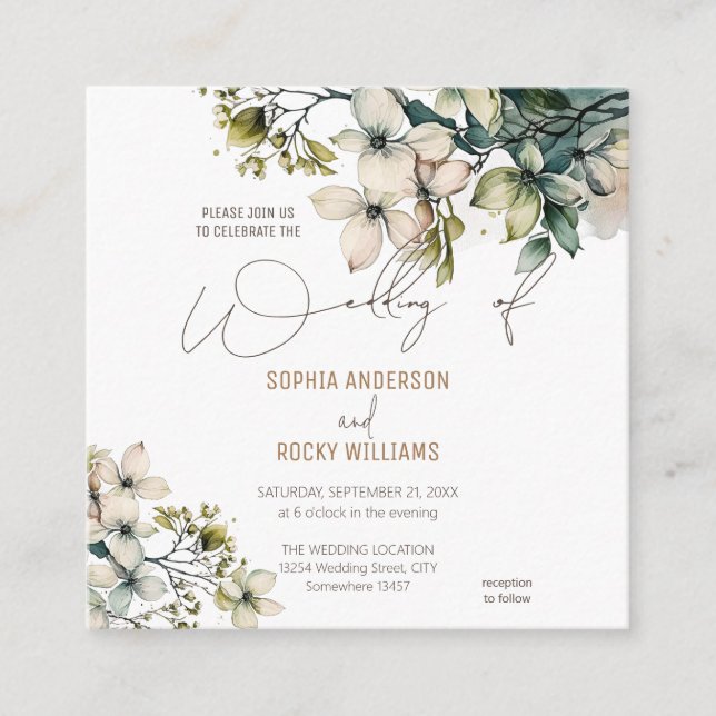 Elegant Boho Cute Wildflower Floral wedding card (Front)
