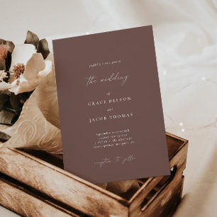 Elegant Boho Dark Mauve Wedding Invitation
