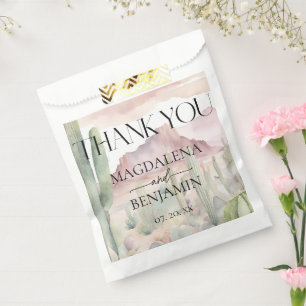 Elegant Boho Desert Landscape Cactus Wedding Favour Bag