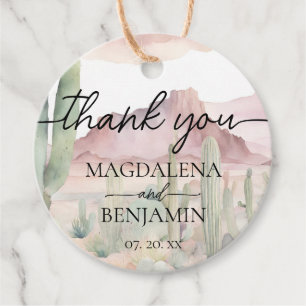 Elegant Boho Desert Landscape Cactus Wedding Favour Tags