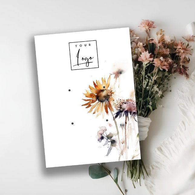 Elegant Boho Dry Wildflower 2 Earring Logo Display Business Card (Creator Uploaded)