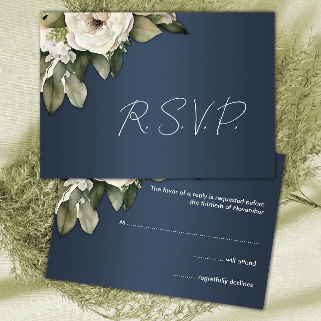 Elegant Boho Dusty Blue and Roses Wedding RSVP (Creator Uploaded)
