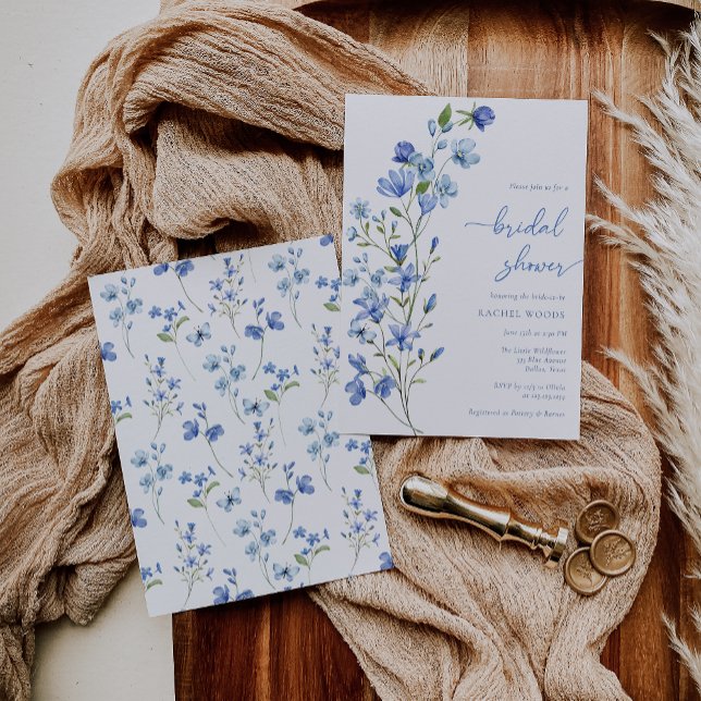 Elegant Boho Dusty Blue Wildflower Bridal Shower Invitation (Creator Uploaded)