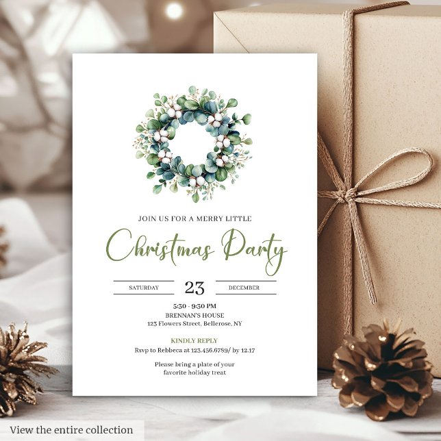 Elegant Boho Earthy Watercolor Festive Party Xmas Invitation (Elegant Boho Earthy Watercolor Festive Party Invite)
