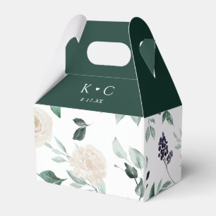 Elegant Boho Emerald Greenery Foliage Wedding Favour Box