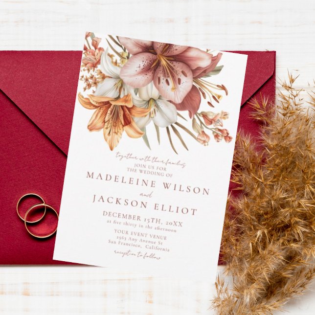 Elegant Boho Fall Floral Wedding  Invitation (Creator Uploaded)
